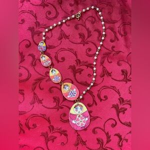 Artist-Made Pink Matryoshka Nesting Doll Necklace
